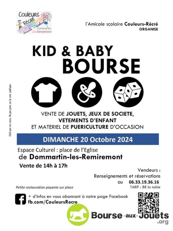 Bourse aux jeux et jouets, vêtements et puériculture