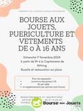 Bourse aux jouets, puériculture et vêtements de 0 à 16 ans