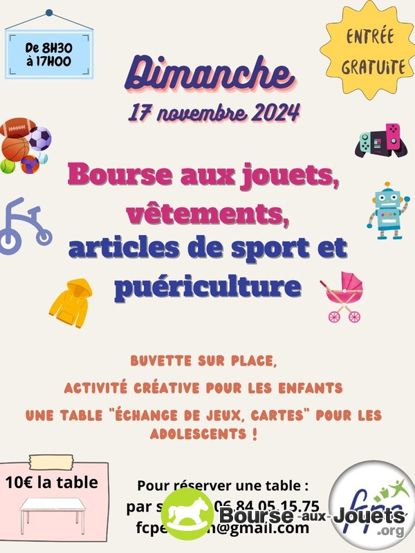 Bourse aux jouets, vêtements, articles de sport et puéricult