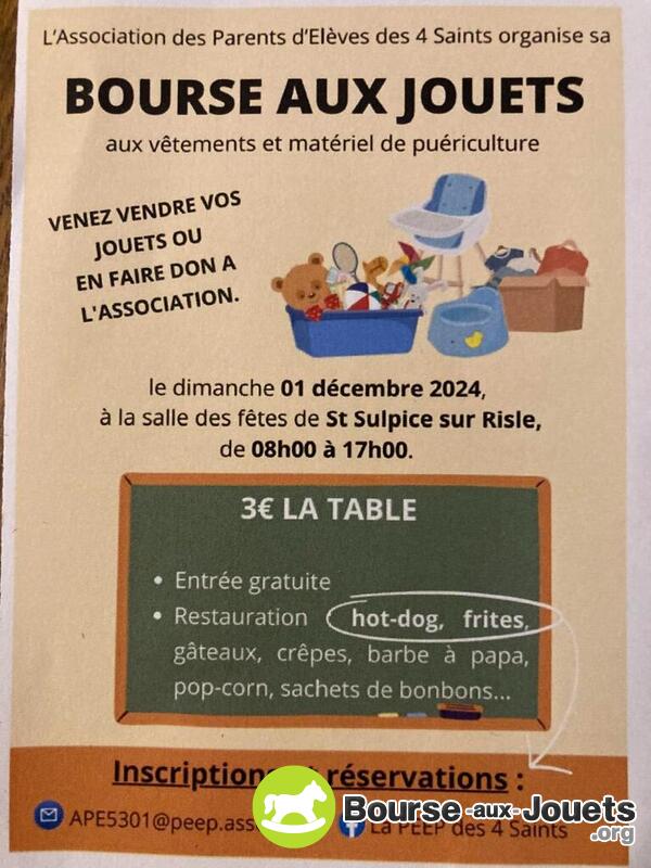 Bourse aux jouets, aux vêtements et matériel de puériculture