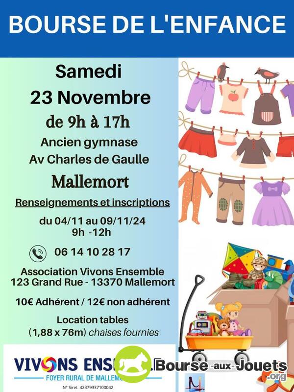 BOURSE DE L'ENFANCE Jouets, vêtements enfants puéricultures.