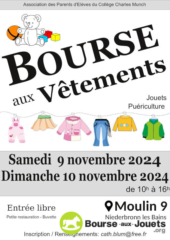 Bourse aux vêtements, jouets, puériculture