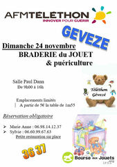 Photo de la bourse aux jouets BRADERIE du JOUET puericulture telethon geveze