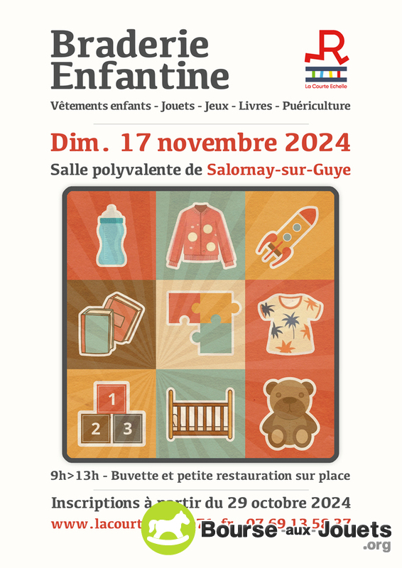 BRADERIE ENFANTINE 17 Novembre 2024 9H00 à 13H00