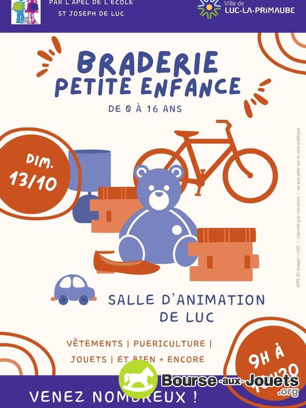 Braderie petite enfance de 0 a 16 ans a luc-la-primaube