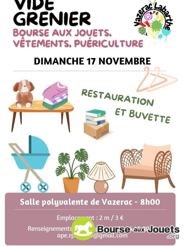 Vide Greniers, Bourse aux jouets, Vide dressings.