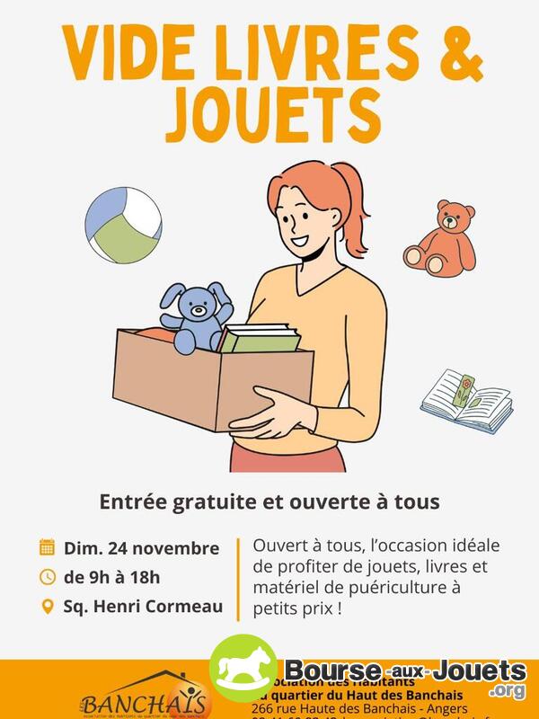 Vide-livres, jouets et matériel de puériculture des BANCHAIS