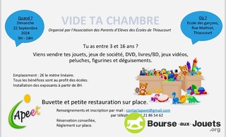 Photo de la bourse aux jouets VIDE TA CHAMBRE (réservé aux enfants âgés de 3 à 16ans)